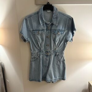 Le Lis Light Blue Denim Romper
